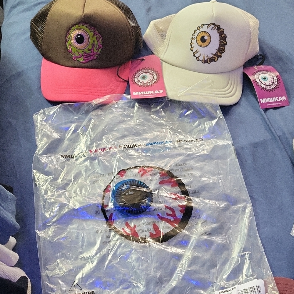 Mishka Eyeball Trucker Hats - Brown and Cream